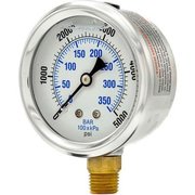 Engineered Specialty Products Pic Gauges 2-1/2" Vacuum Gauge, Liquid Filled, 5000 PSI, Stainless Case, Lower Mount, PRO-201L-254P PRO-201L-254R